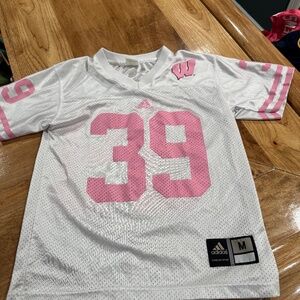 NCAA Wisconsin Badgers #39 Football Jersey Pink Adidas Girls Medium (10-12)